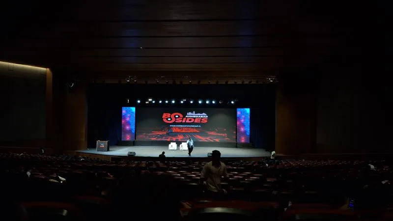 The main stage at Security BSides Ahmedabad 2025